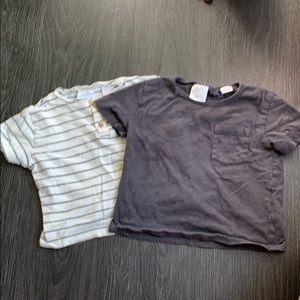 Baby boy Zara t-shirts, dark gray and navy/cream